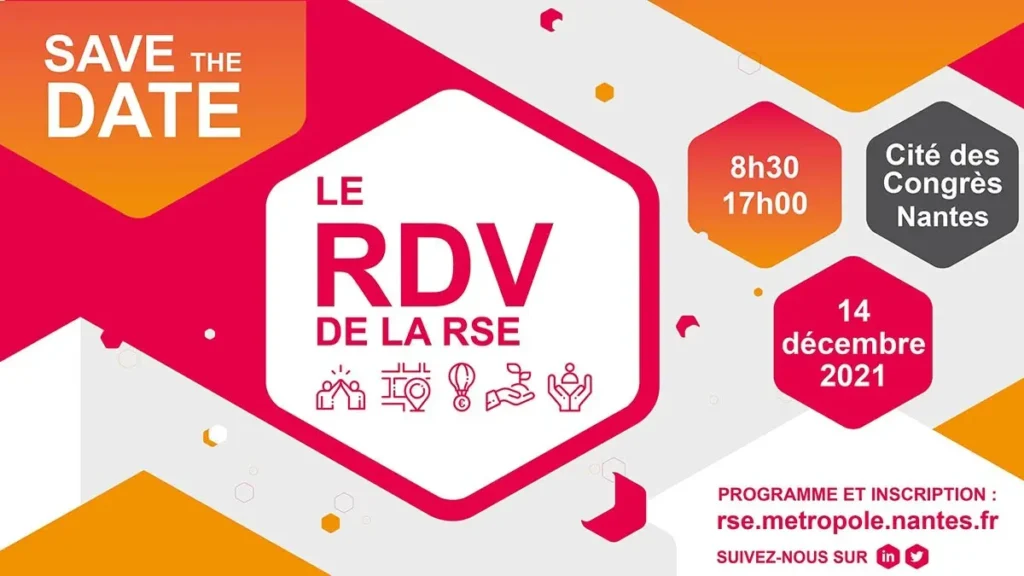 Visuel d'annonce de Social Change Nantes le 14 décembre 2021, rdv dédié à la RSE à la Cité des Congrès de Nantes