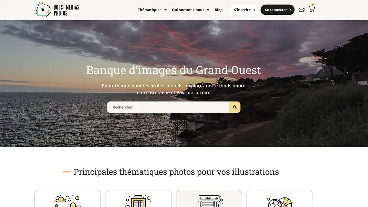 copie d'écran de la page d'accueil du site ouest médias photos, banque d'images en ligne